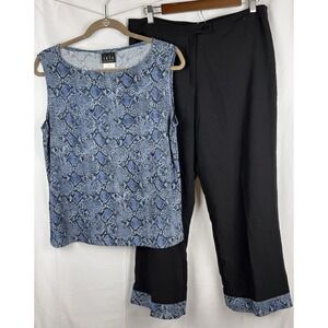 Vintage 90s Snake Print Matching Suit Set Y2K Office Siren Co-ord Tank & Pant L